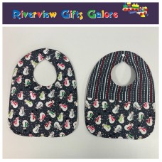 Reversible Bib - Snowman on Grey / Grey